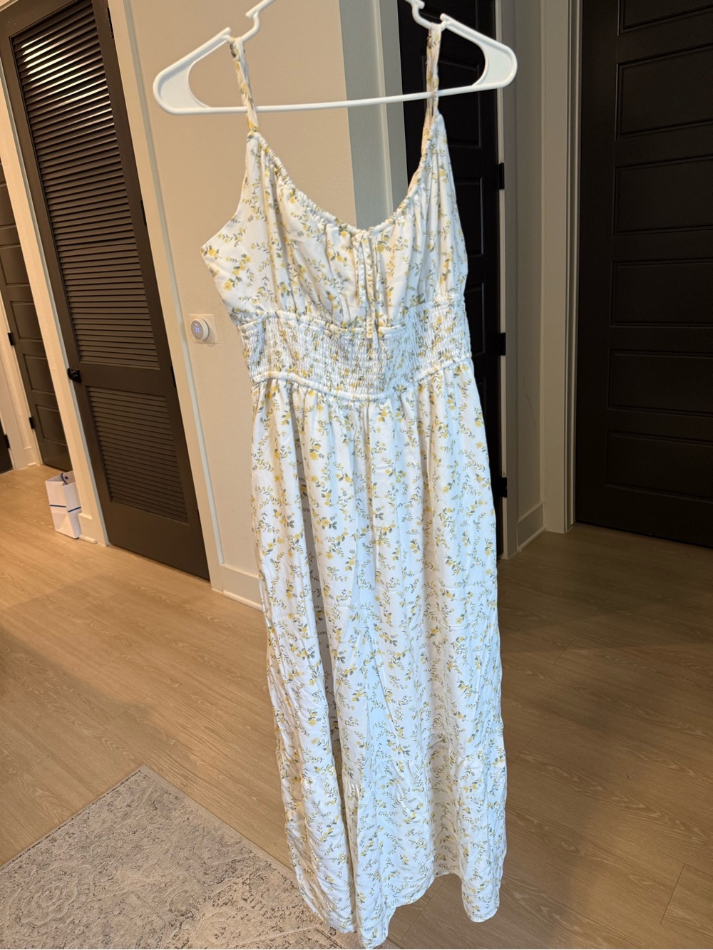 Abercrombie & Fitch White Maxi Dress with Yellow Floral Print
